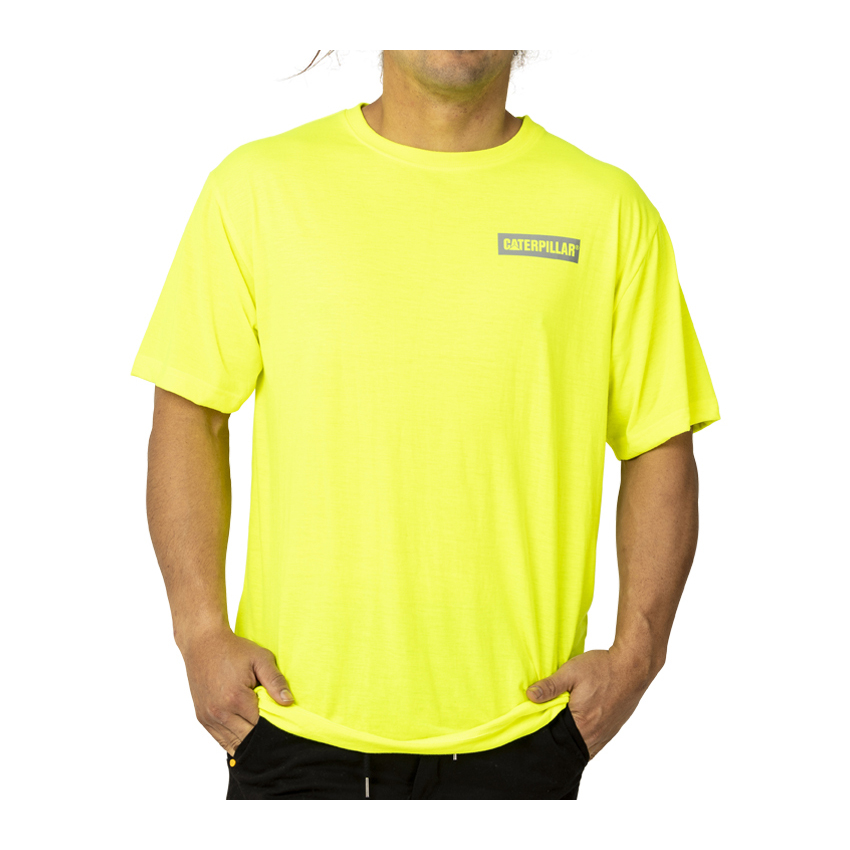 Caterpillar Triton Block S/S - Mens T-Shirts - Yellow - NZ (296GXDFEP)